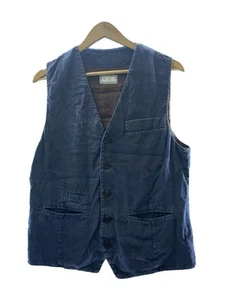 Brunello Cucinelli Linen Summer Vest Solid Pattern Dark Blue Men From Italy - Picture 1 of 24