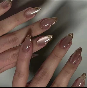 24 PCs Press on Nail French Tips False Nail Glitters Fake Nail Glues On Nail - Picture 1 of 6