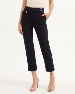 Veronica Beard Renzo Slim-Leg Pant Cropped Black And Silver 16 Work Wear - Picture 1 of 6