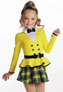 Dance Costume Medium Child Yellow Weissman 10809 Jazz Tap Musical Theater Plaid - Picture 1 of 3