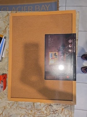 Office Depot Cork Board 18" x 24" Tan Cork Light Oak Frame - Image 1 of 2