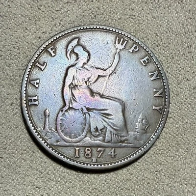 1874 H Great Britain 1/2 Penny Half Penny - Image 1 of 2
