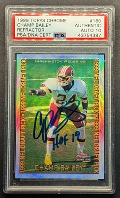 CHAMP BAILEY Rookie Auto 1999 Topps cromo refractor "HOF 19" inscrito radiocontrol Foto 1 de 4