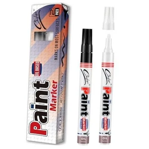 Permanent Paint Pens Paint Markers - 2 Pack White and Black Oil black & white - Picture 1 of 7