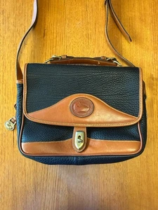 Vintage Dooney & Bourke All Weather Leather Black & Tan Handbag. - Picture 1 of 11