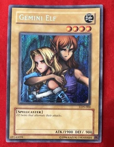 Yugioh Gemini Elf LON-000 Secret Rare Holo 1996 Konami - Picture 1 of 12