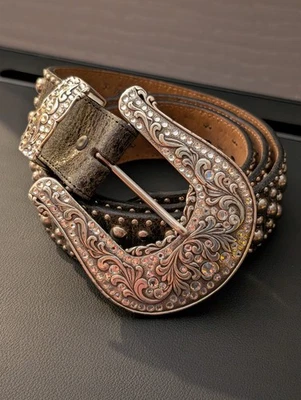 Cinturón Palazzo Justin Western Tachonado con Pátina Cuero 38 C20813 Vaquera Foto 1 de 4