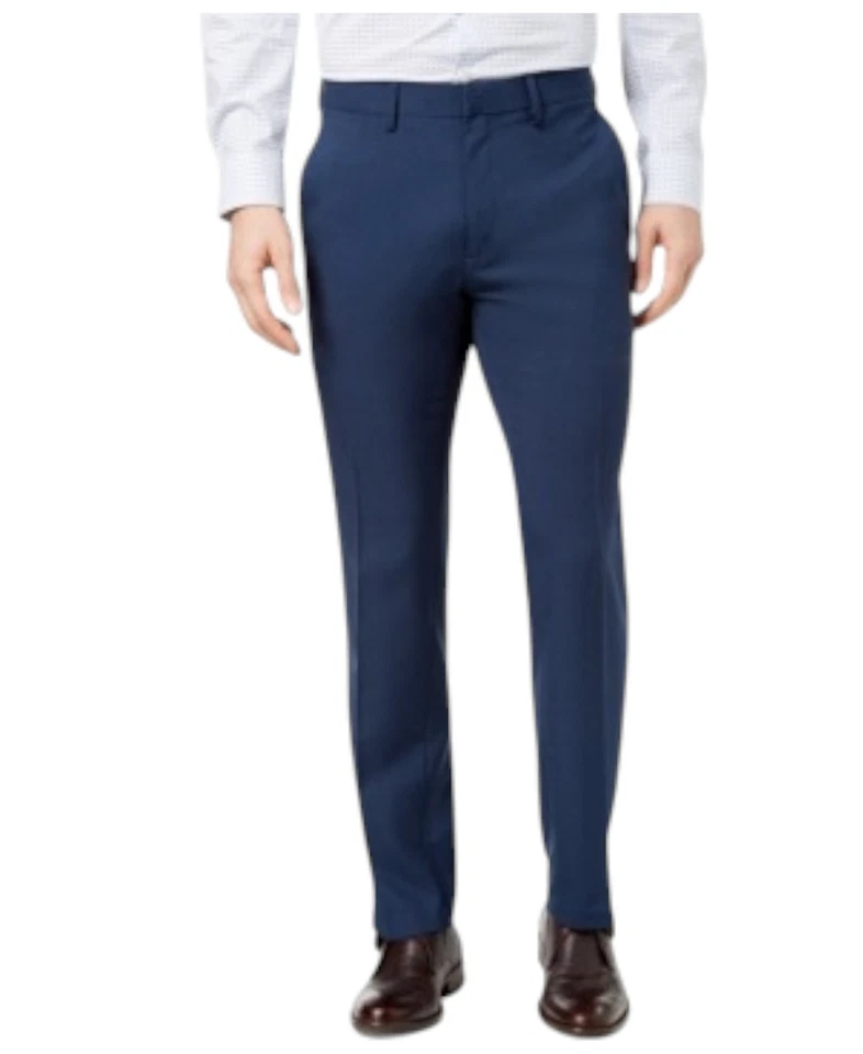 Pantalones de vestir Kenneth Cole Reaction para hombre corte moderno 36/32 azul marino a cuadros Foto 1 de 1
