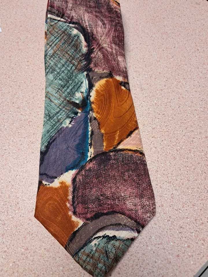 Corbata de seda Jones New York estampado vintage - abstracta impresa a mano usada en excelente estado  Foto 1 de 4