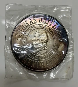 1988 50th Thomas Jefferson Monticello 5oz 999 FINE Silver Round In OG Packaging - Picture 1 of 5
