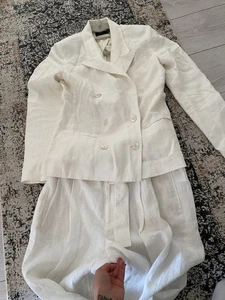 Polo Ralph Lauren Women White Colour Suit Set Trouser Jacket Linen US 6 UK 10 - Picture 1 of 17