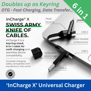 Rolling Square InCharge X 6 in 1 Universal Fast Charger Data Cable USB C - 100W - Picture 1 of 19