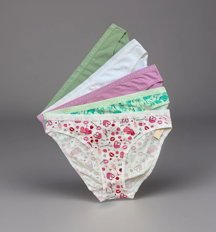 Lot 5 Victoria's Secret sz M Stretch Cotton Bikini Panty Underwear Bundle Pack - Image 1 of 4