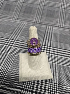 Juego de anillos de moda Playboy dorado, púrpura y azul para mujer (5) nuevo Foto 1 de 4