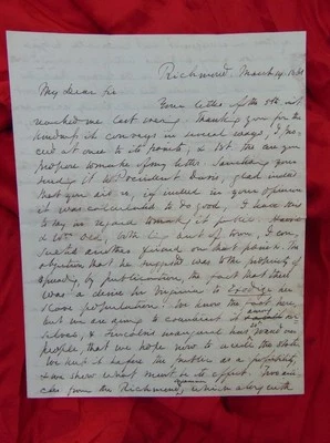 Carta confederada de 1861 Francis Ruffin a Richard Archer ¡LUCHAREMOS CONTRA LINCOLN! Foto 1 de 4