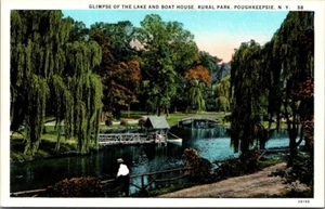 SEE und Boot Haus ländlicher Park Poughkeepsie, New York NY unbenutzte Postkarte - Bild 1 von 2