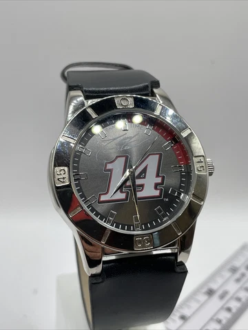 Tony Stewart #14 NASCAR watch,black band ,silver casing Cover
