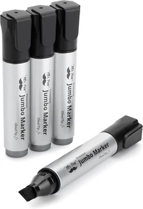 Jumbo Permanent Markers, 4 Pack, Chisel Tip, Black, Thick, Large, Wide Tip - Picture 1 of 12