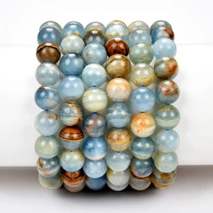 Natürliches argentinisches lemurisches Aquatin Calcit 8 mm 10 mm 7,5 Zoll rundes Armband (S21) - Bild 1 von 3