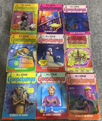 Goosebumps Book Series Lot of 9 R L Stine Horror Paperback Reading Level  4 - Image 1 of 4