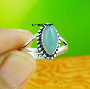 Green Jade Gemstone 925 sterling silver handmade Gift Ring US size 5 to 10 - Picture 1 of 4