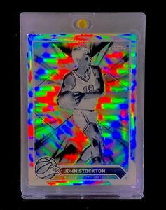 JOHN STOCKTON NEGATIVE REFRACTOR BLACK AND WHITE PRIZM CHROME HOLO RARE UTAH - Picture 1 of 6