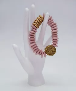 PULSERA FOCAL DE VIDRIO ASHANTI AFRICANA ROSA - Imagen 1 de 4