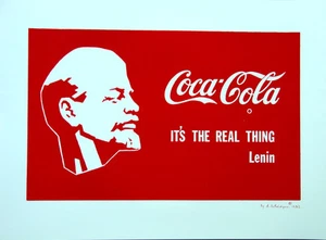 COCA-COLA It's The Real Thing•LENIN•Post-Soviet Russia Art 1982 Poster 18x24 - Picture 1 of 1