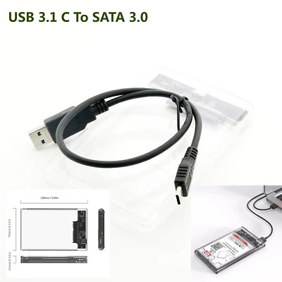 1pc 2.5" USB 3.1 Type C to SATA 3.0 HDD Case Tool Free UASP Hard Drive Enclosure - Image 1 of 4