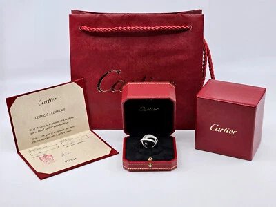 Anillo CARTIER Oro Blanco 18K Diamante Trinidad Banda Rodante con Caja y Certificado Foto 1 de 4