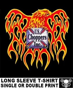 US CHOPPERS INC MALTESE CROSS BIKER MOTORCYCLE RIDER EAGLE FLAMES T-SHIRT WS39 - Picture 1 of 12