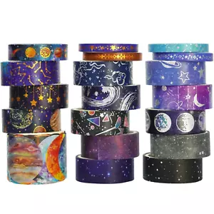 Galaxy Washi Tape Set Starry Gold Silver Foil Decorative Tapes for Arts, DIY Cra - Picture 1 of 9