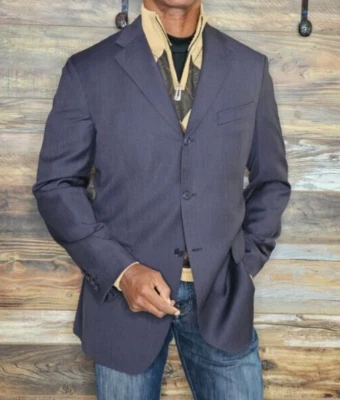 Paul Stuart Italy Working Cuffs Dual Vents Stitched Lapel Summer Blazer Size 42R - Image 1 of 4