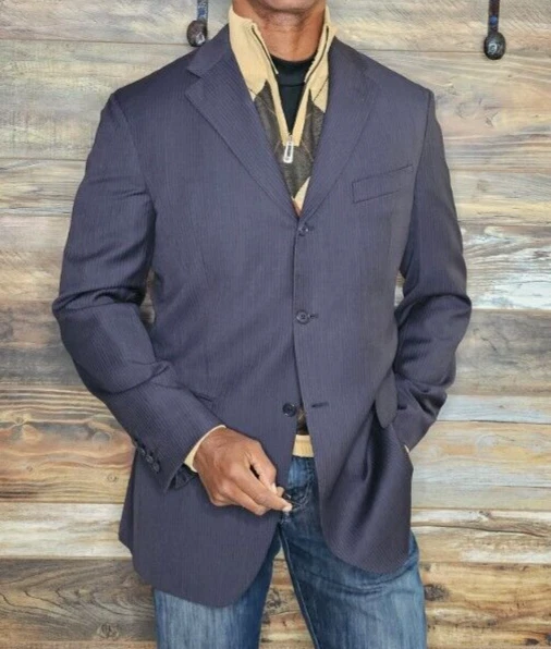 Paul Stuart Italy Working Cuffs Dual Vents Stitched Lapel Summer Blazer Size 42R - Image 1 of 4