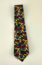 Countess Mara Mens Tie 56 x 3.75" Silk Gold with Maroon / Blue / Olive Tropical 