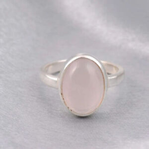 Pink Rose Quartz Gemstone Ring 925 Sterling Silver Handmade Birthday Ring SJ-154