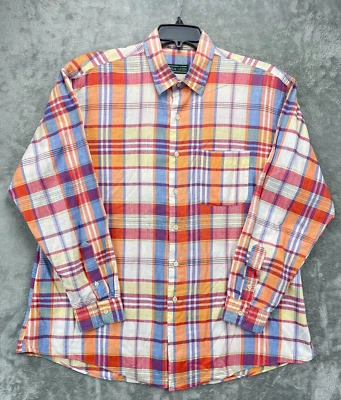 J McLaughlin Men's Shirt XL Indian Cotton Madras Plaid Long Sleeve Button Down - Image 1 of 4