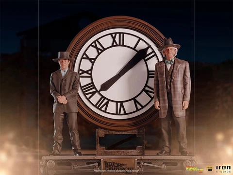 Iron Studios Back to the Future III Marty and Doc at the Clock Deluxe Statue New Cover