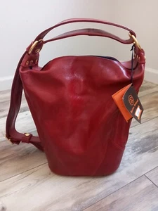 NWT MARINO ORLANDI Italy Leather Sling Bag/Backpack/Tote Red Large Logo $ 1025 - Picture 1 of 18