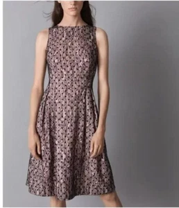 Jason Wu Lace Dress Womens Size XL Pink Black Floral Sleevele Polka Dot Modest - Picture 1 of 13
