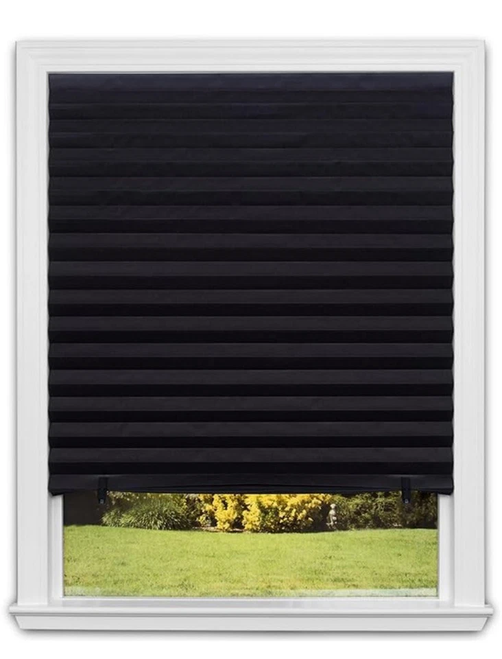 SINGLE Redi Shade Inc 1617201 Original Blackout Pleated Paper 36"W x 72"H Black - Image 1 of 4