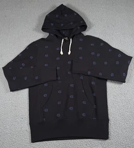 Champion Reverse Weave Hoodie Mens Medium Black Warmup Logo All Over Print - Bild 1 von 8