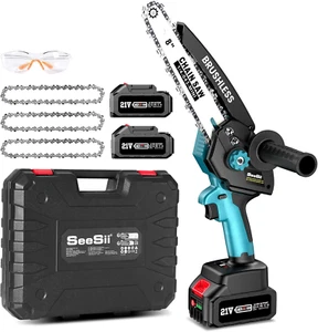 8 Pollici Mini Motosega Con 2 * 4000Mah Batterie, Brushless Motosega Elettrica C - Foto 1 di 12