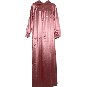 Vintage 80s Julie Girl Pink Satin 3/4 Zip Dressing Gown Housecoat Robe Size M - Picture 1 of 9