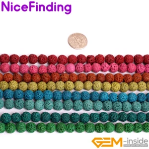 Cuentas redondas de roca de lava de 8 mm de colores surtidos piedras preciosas sueltas para hacer joyas de 15"" - Imagen 1 de 34