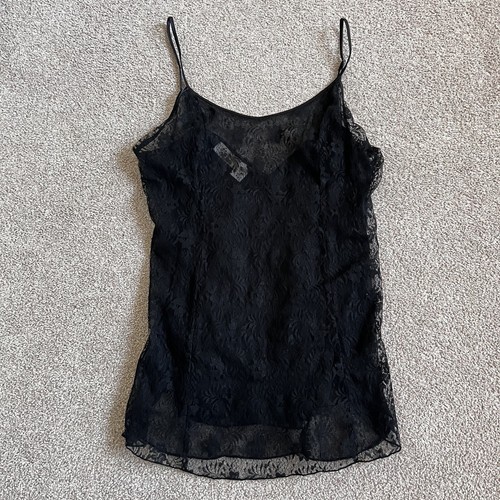 UNDERCOVER Abito slip vintage Victoria's Secret oro etichetta pizzo nero orsacchiotto donna M