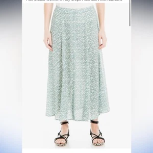 Max Studio Women's Poly Crepe Maxi Skirt with Buttons size large green floral - Picture 1 of 10
