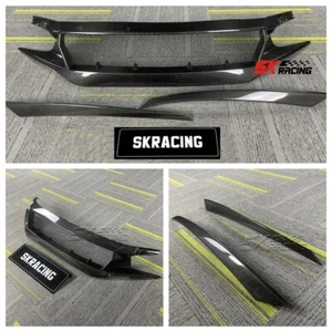 Real Carbon Fiber Front Center Mesh Grille Trim Fits Honda Civic FC1 FK7 FK8 - Picture 1 of 42