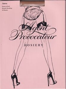 Bas couture AGENT PROVOCATEUR ASTRA 15 D. Champagne/Red. Sizes XS - S. Stockings