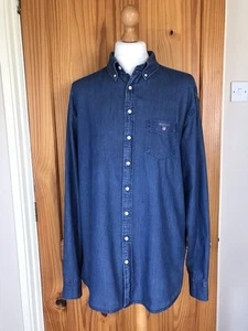 GANT Indigo Chamray Denim Shirt - Size 2XL - Picture 1 of 15